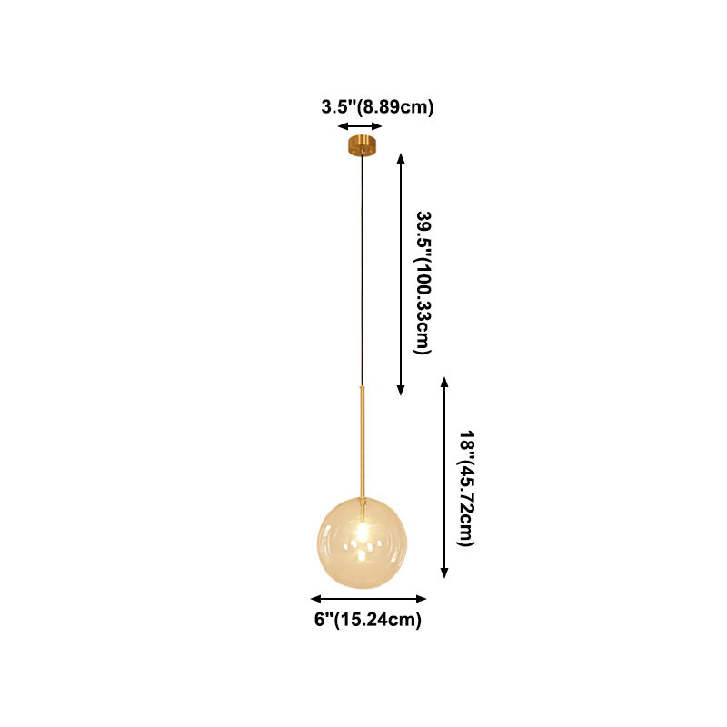 Moderne globale Hanglampenstange klare Glasanhänger Deckenleuchte mit 1 Licht