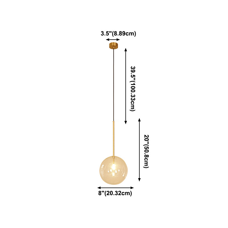 Moderne globale Hanglampenstange klare Glasanhänger Deckenleuchte mit 1 Licht