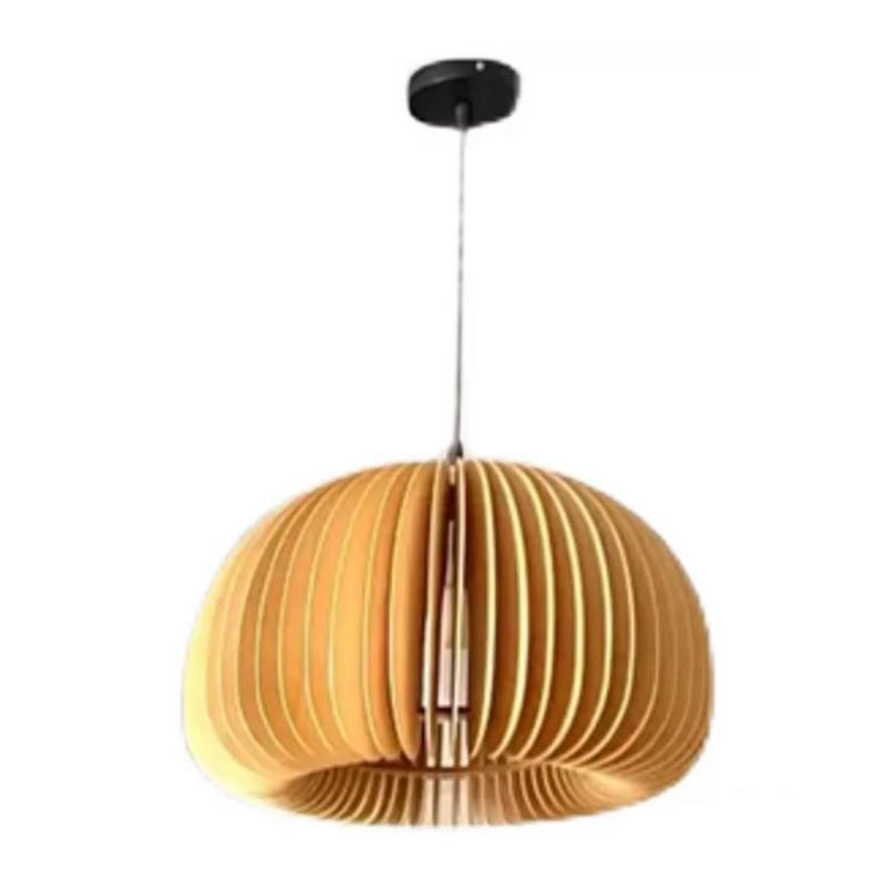 Wood Ceiling Pendant Light Modern Pumpkin Home-Stay Down Lighting with 1 Light