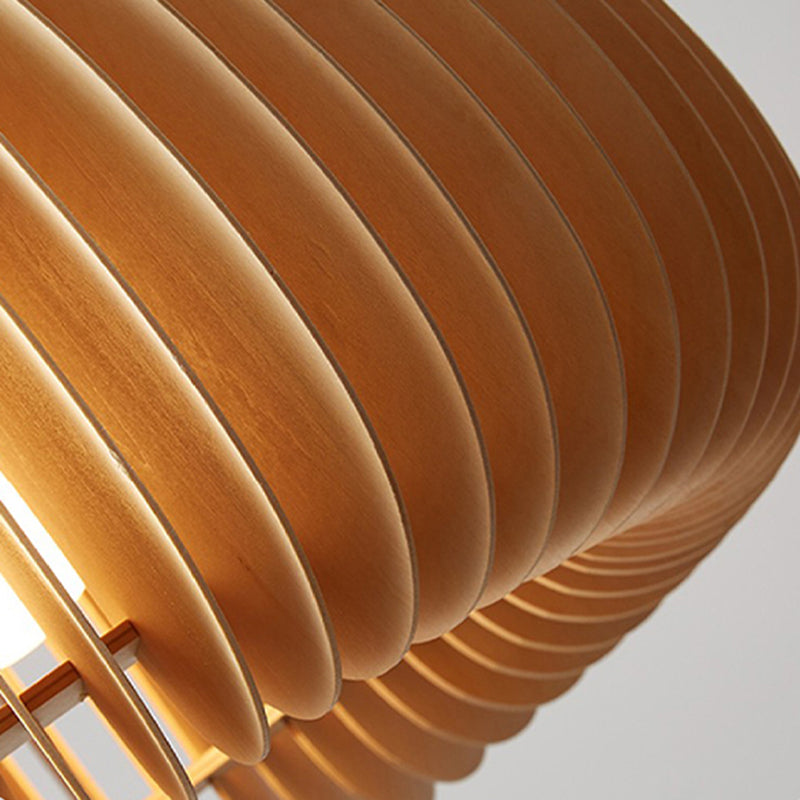 Wood Ceiling Pendant Light Modern Pumpkin Home-Stay Down Lighting with 1 Light