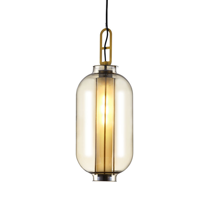 Contemporary Glass Pendant Light 1 Light Cognac Down Lighting for Bedroom