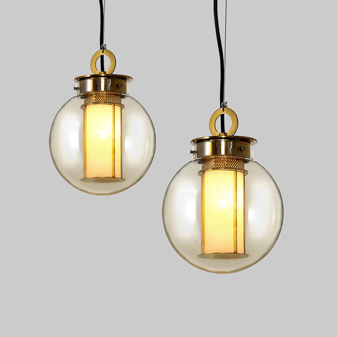 Contemporary Glass Pendant Light 1 Light Cognac Down Lighting for Bedroom