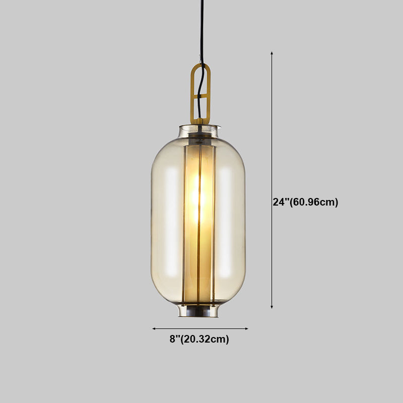 Contemporary Glass Pendant Light 1 Light Cognac Down Lighting for Bedroom