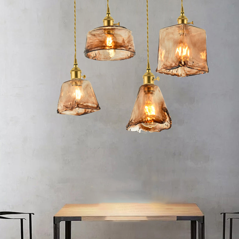 Industrial Glass Hanging Light Household Geometric Pendent Lighting for Living Room