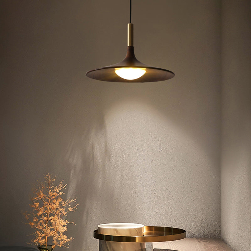 Modern Hanging Light Wooden Shade Pendent Light Fixture for Sitting Room