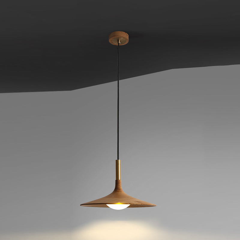 Modern Hanging Light Wooden Shade Pendent Light Fixture for Sitting Room