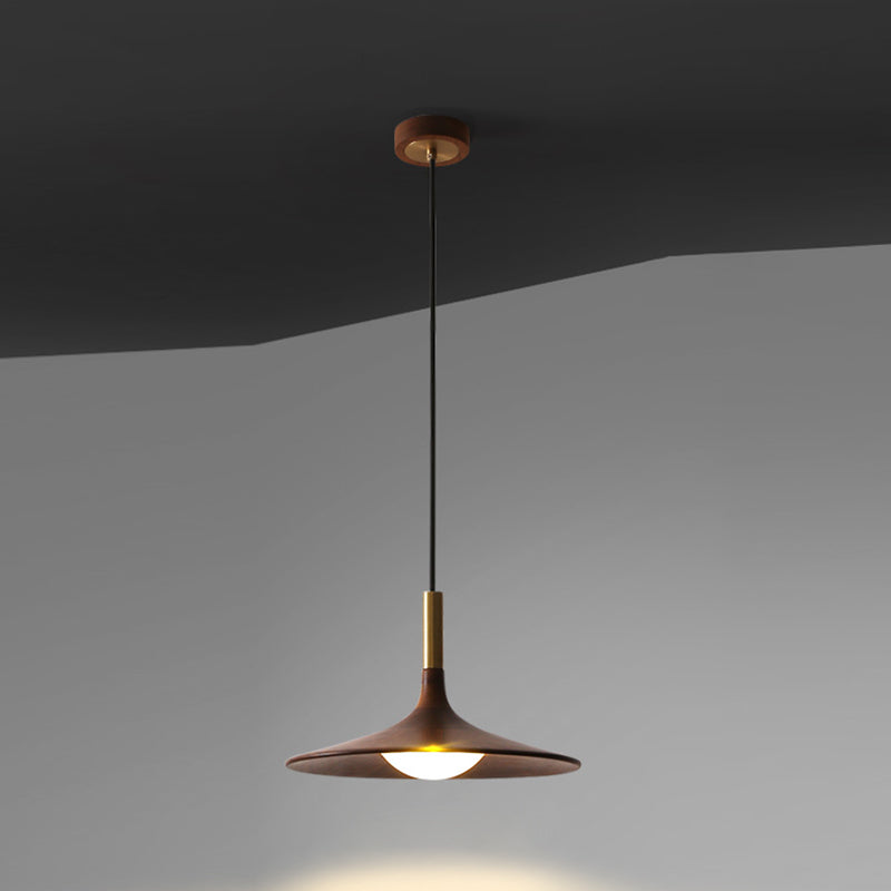 Modern Hanging Light Wooden Shade Pendent Light Fixture for Sitting Room