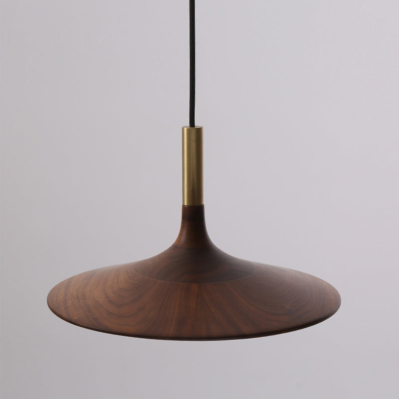 Modern Hanging Light Wooden Shade Pendent Light Fixture for Sitting Room