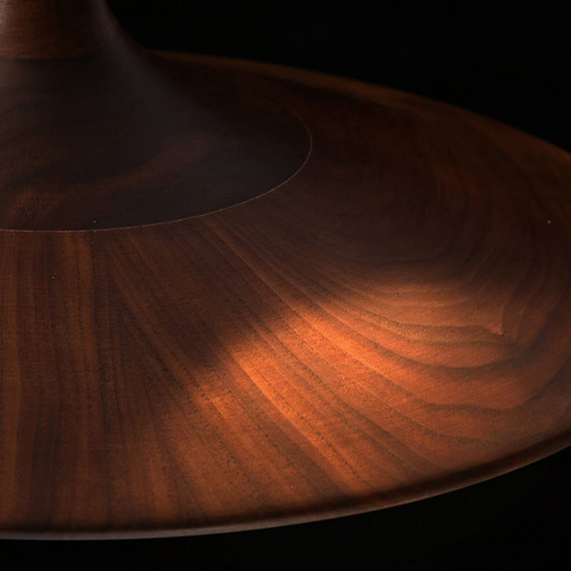 Modern Hanging Light Wooden Shade Pendent Light Fixture for Sitting Room