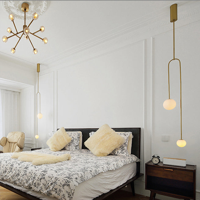 Glass Ball Shade Hanging Light Contemporary Pendent Lighting Fixture for Drawing Room