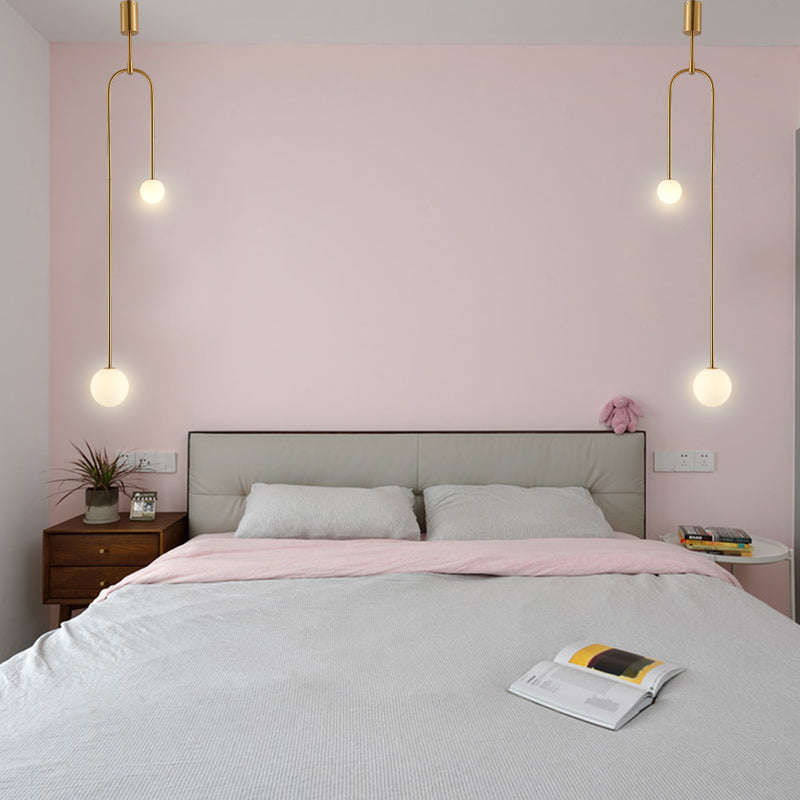 Glass Ball Shade Hanging Light Contemporary Pendent Lighting Fixture for Drawing Room