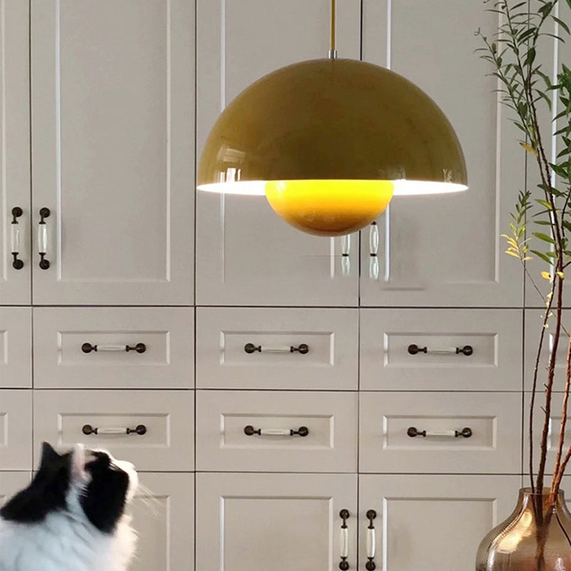 Round Shape Metal Hanging Light Nordic Macarons 1-Light Hanging Mounted Light