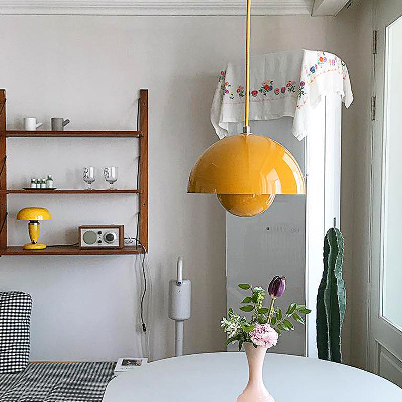 Round Shape Metal Hanging Light Nordic Macarons 1-Light Hanging Mounted Light