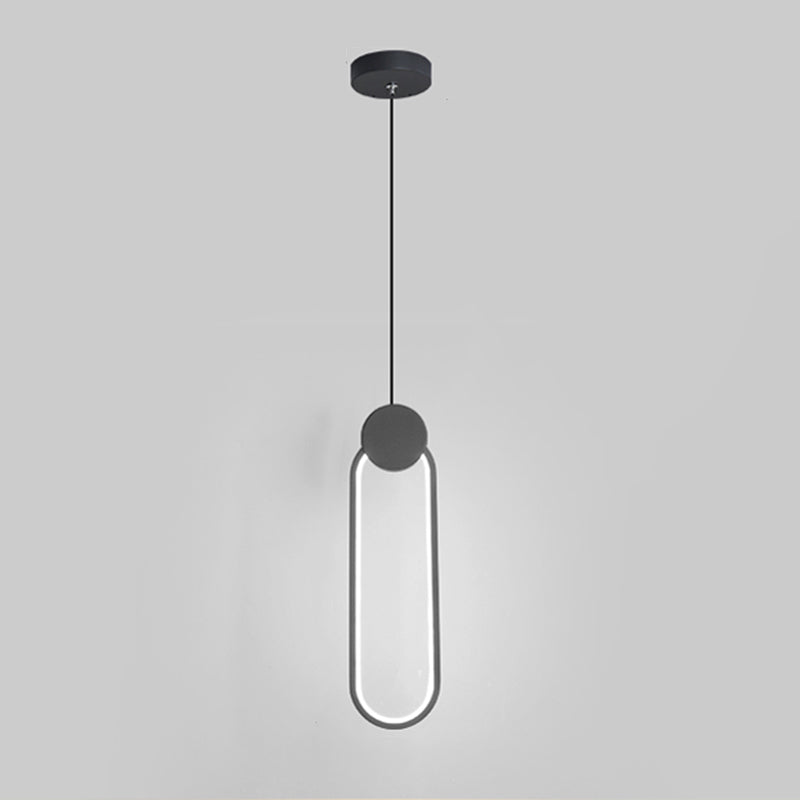 Contemporary Style Linear Shape Pendant Light Metal 1 Light Hanging Lamp in Black