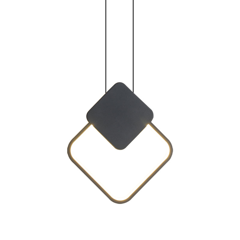 Contemporary Style Linear Shape Pendant Light Metal 1 Light Hanging Lamp in Black