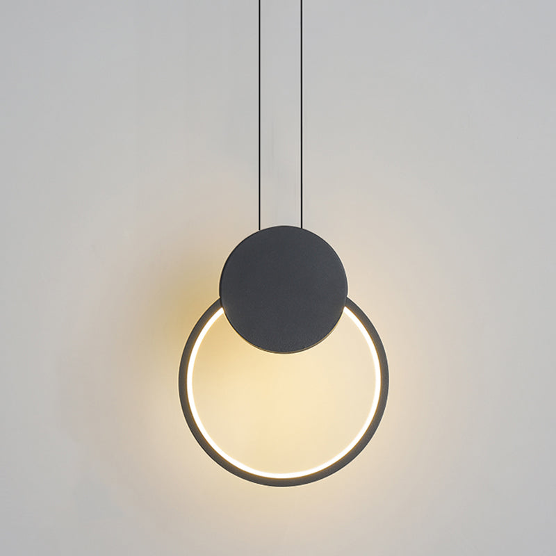 Contemporary Style Linear Shape Pendant Light Metal 1 Light Hanging Lamp in Black