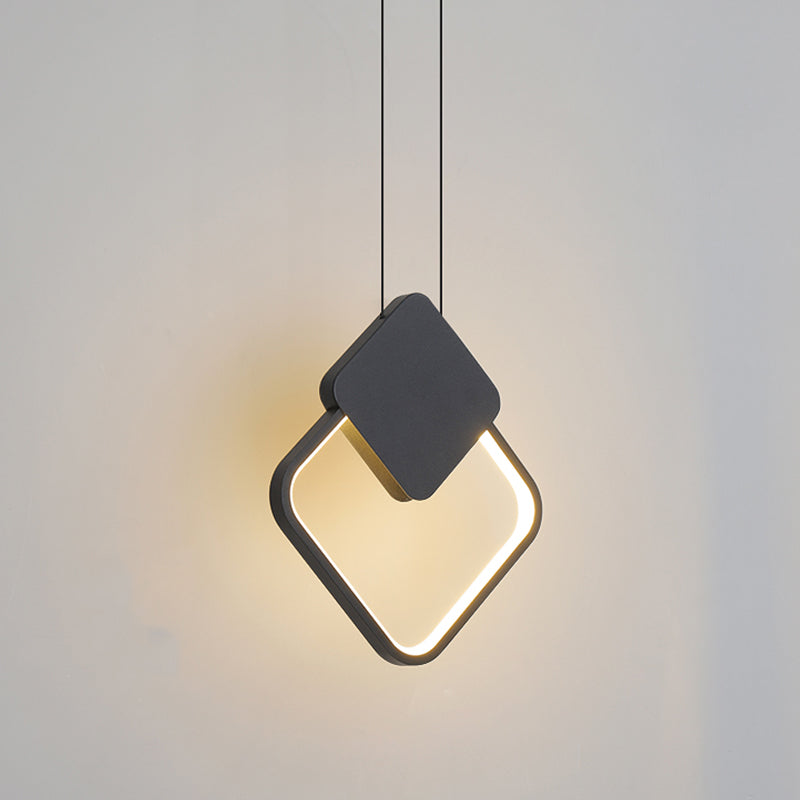 Contemporary Style Linear Shape Pendant Light Metal 1 Light Hanging Lamp in Black