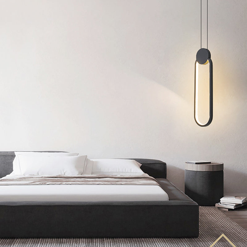 Contemporary Style Linear Shape Pendant Light Metal 1 Light Hanging Lamp in Black