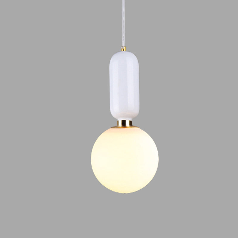 1 Light Spherical Hanging Ceiling Light Modern Style Glass Hanging Lamp Kit