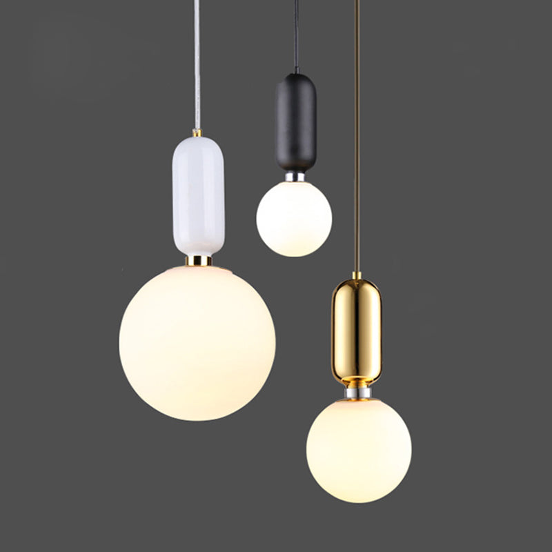1 Light Spherical Hanging Ceiling Light Modern Style Glass Hanging Lamp Kit