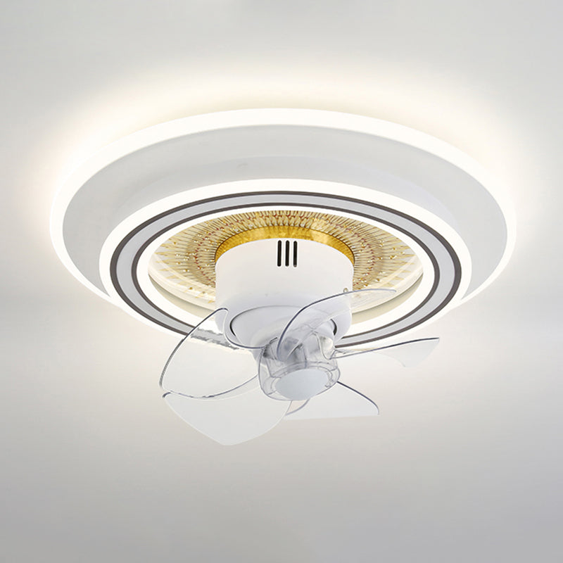 Nordic Round Fan Lamp Metal Bedroom LED Semi Flush Light with Swirlable Head