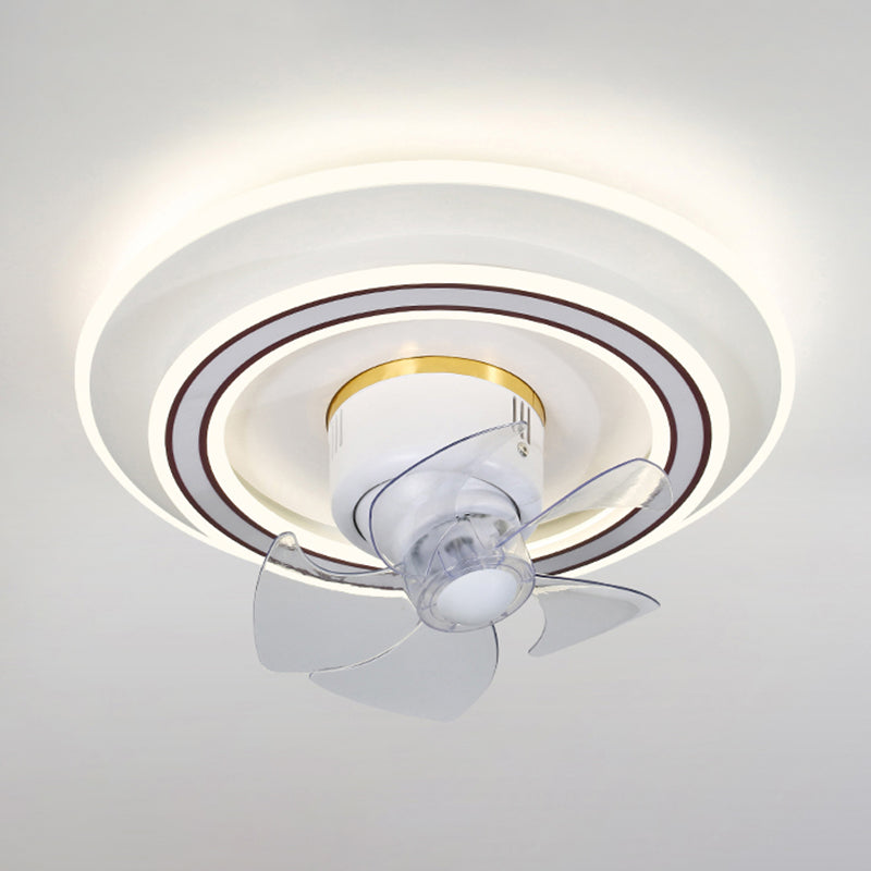 Nordic Round Fan Lamp Metal Bedroom LED Semi Flush Light with Swirlable Head