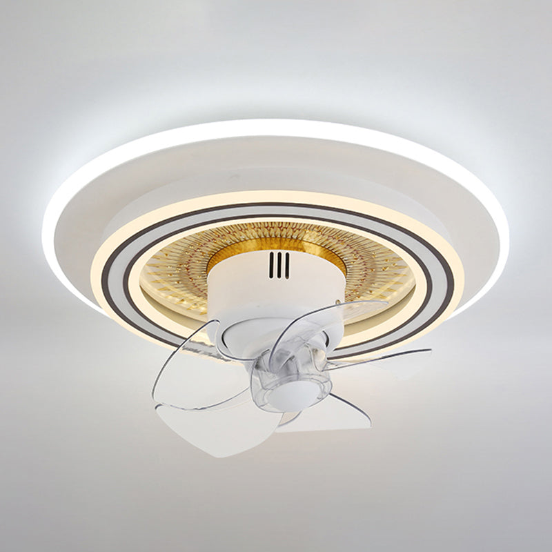 Nordic Round Fan Lamp Metal Bedroom LED Semi Flush Light with Swirlable Head