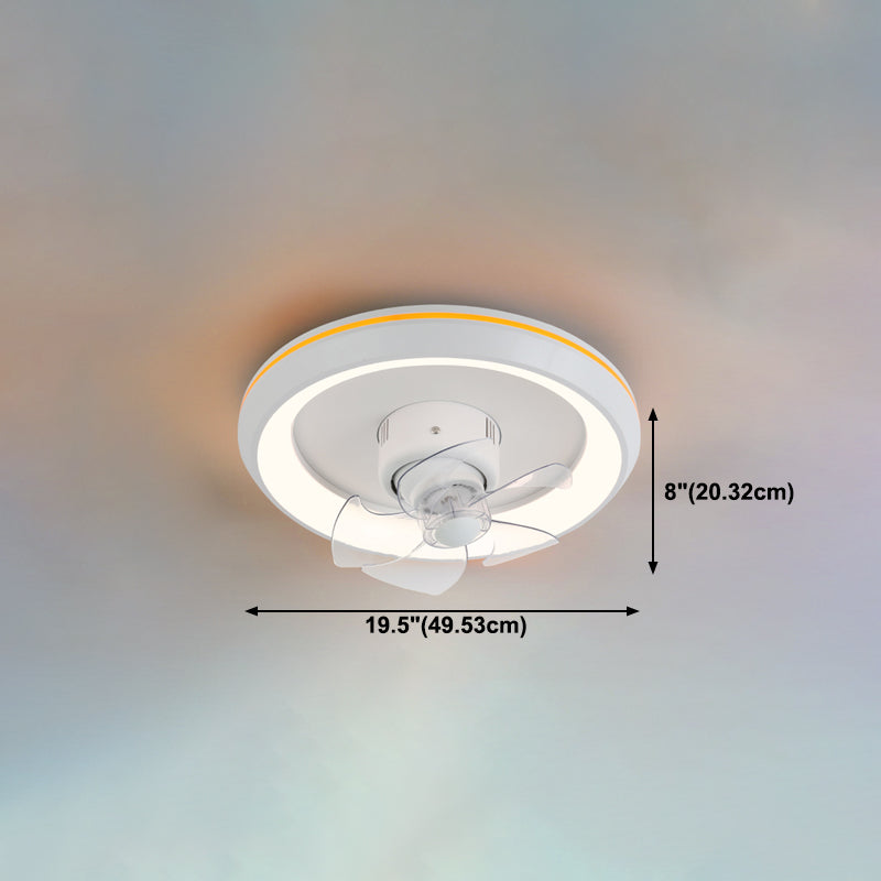 Nordic Round Fan Lamp Metal Bedroom LED Semi Flush Light with Swirlable Head