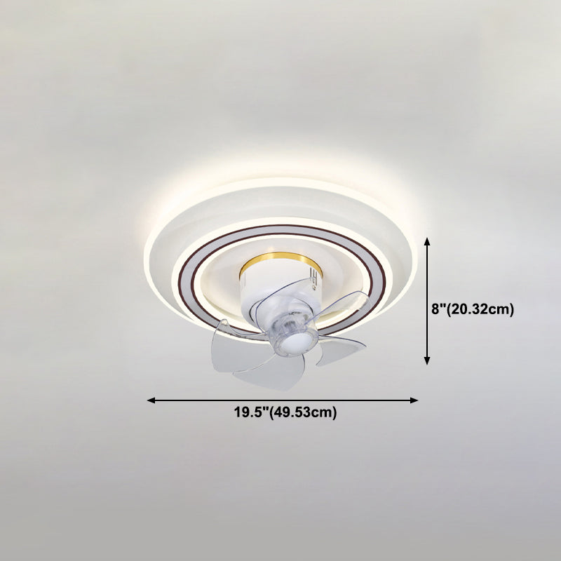 Nordic Round Fan Lamp Metal Bedroom LED Semi Flush Light with Swirlable Head
