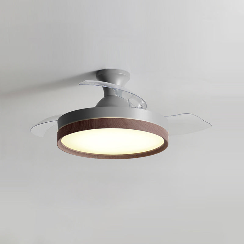 42in Frequency Conversion Fan Light Fixture Nordic Wood Finish LED Semi Flush Mount Lamp