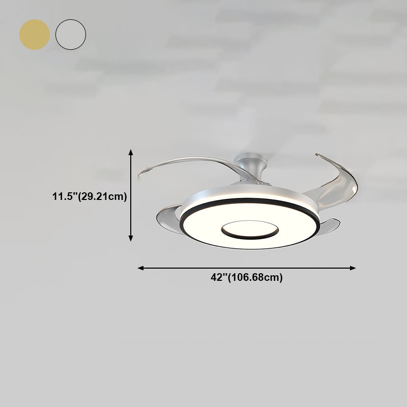 Simplicity Circular Ceiling Fan Lamp Frequency Conversion Semi Flush Mount LED Light