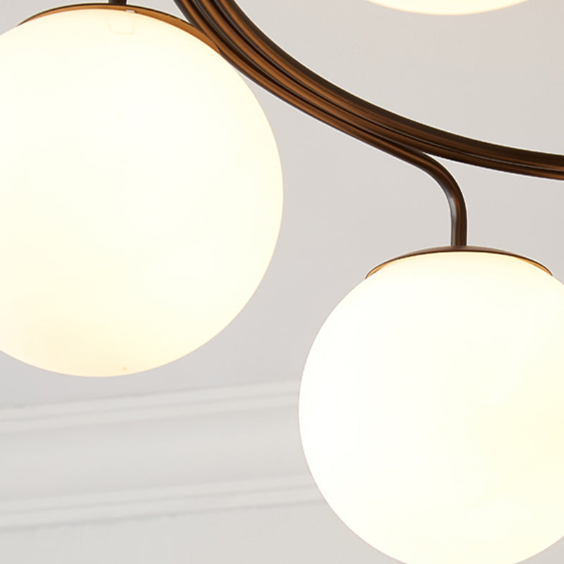 Luz de techo espiral retro de lámpara de vidrio blanco de vidrio semi de montura de montaje para sala de estar