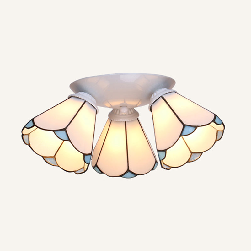3 lichten geschulpte plafondlamp Tiffany gebrandschilderd glas spoelmontage Licht voor keuken
