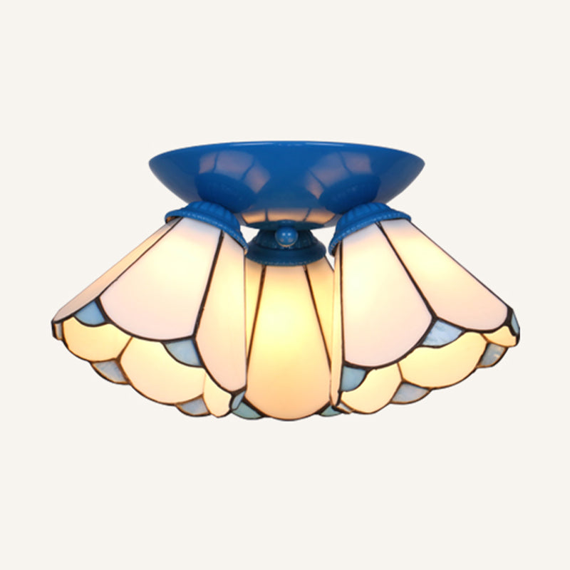 3 lichten geschulpte plafondlamp Tiffany gebrandschilderd glas spoelmontage Licht voor keuken