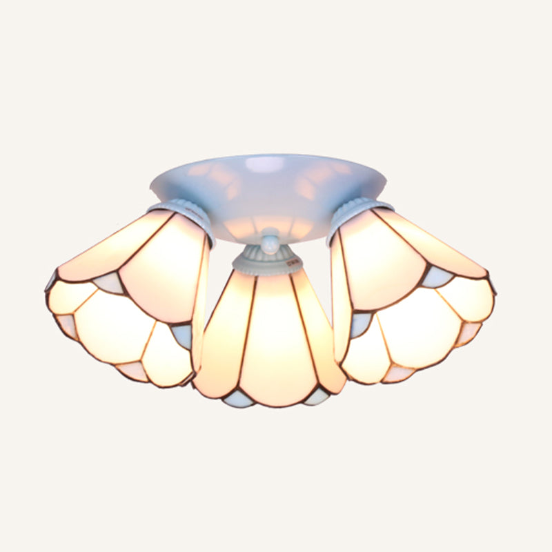 3 lichten geschulpte plafondlamp Tiffany gebrandschilderd glas spoelmontage Licht voor keuken