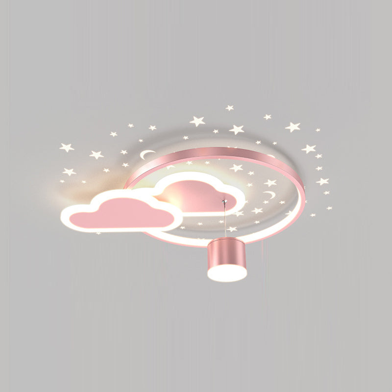 Lámpara de caricatura de lámparas LED circulares Luz de techo de dormitorio con foco de atención