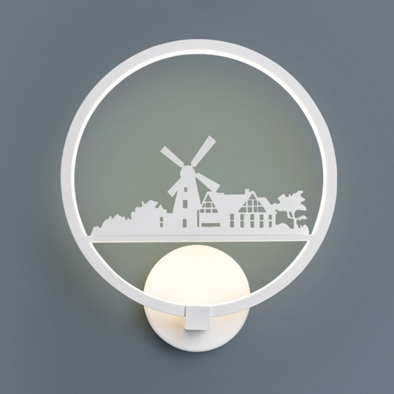 Nordic Style Metal Wall Light Round 10" Wide Wall Sconce for Living Room