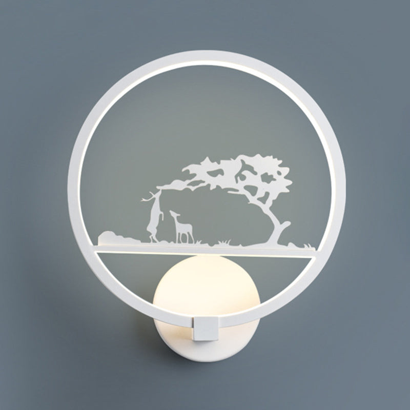 Nordic Style Metal Wall Light Round 10" Wide Wall Sconce for Living Room