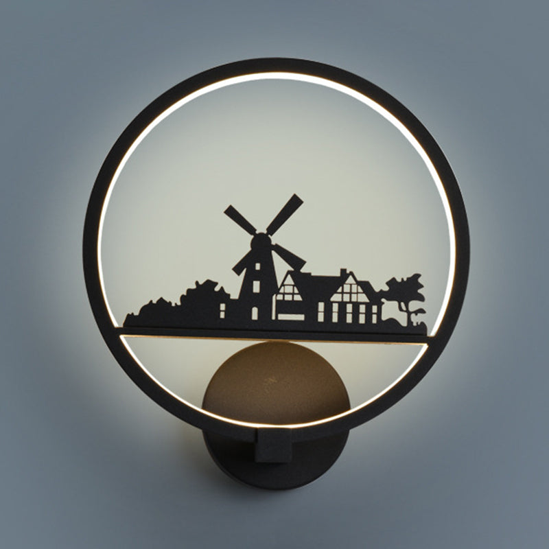 Nordic Style Metal Wall Light Round 10" Wide Wall Sconce for Living Room