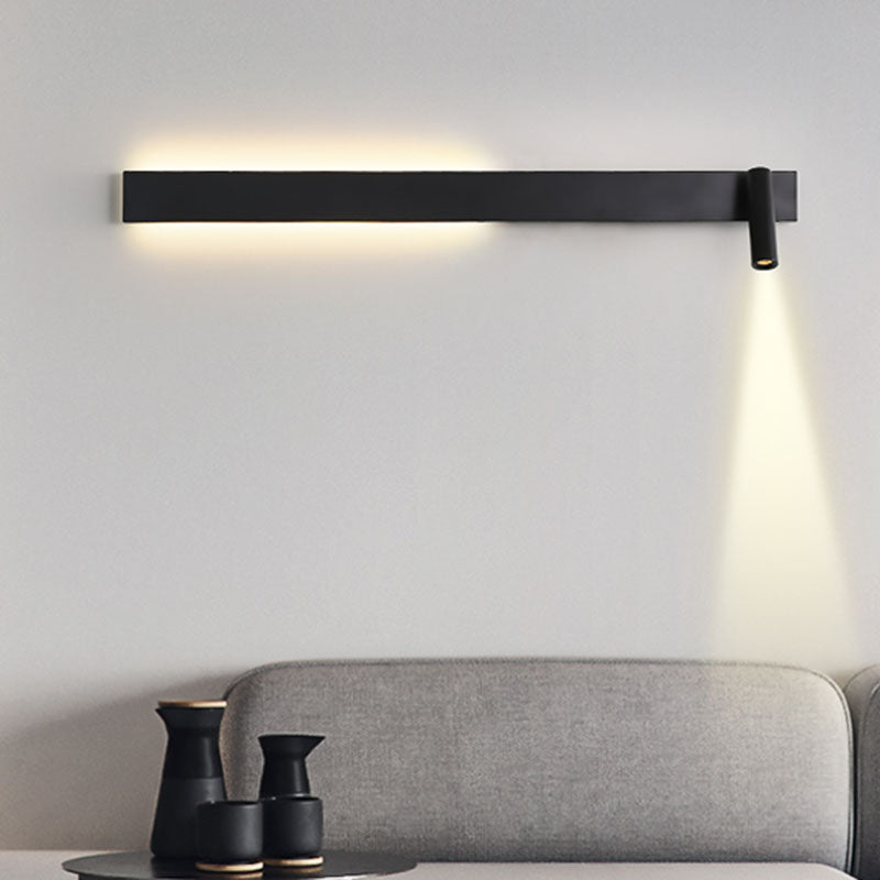 Moderne Metallwandleuchte gerade 3 Leuchten LED -Wandleuchten in Schwarz für Schlafzimmer