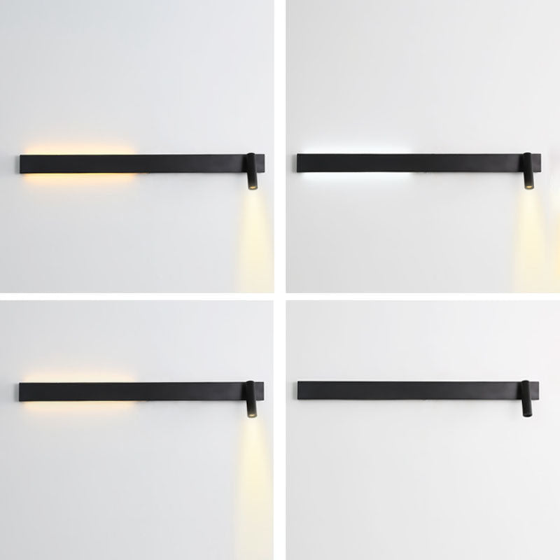 Moderne Metallwandleuchte gerade 3 Leuchten LED -Wandleuchten in Schwarz für Schlafzimmer