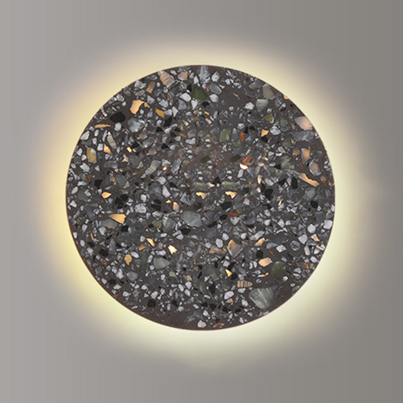 Nordic Style LED Wall Light Geometry Round Colorful Wall Lamp with Stone Shade for Bedroom