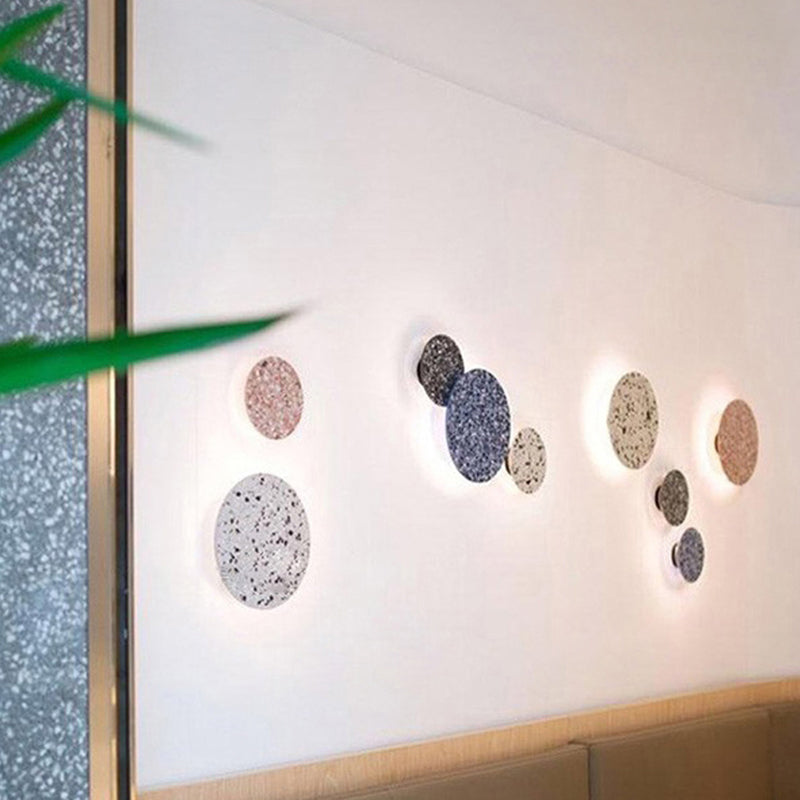 Nordic Style LED Wall Light Geometry Round Colorful Wall Lamp with Stone Shade for Bedroom