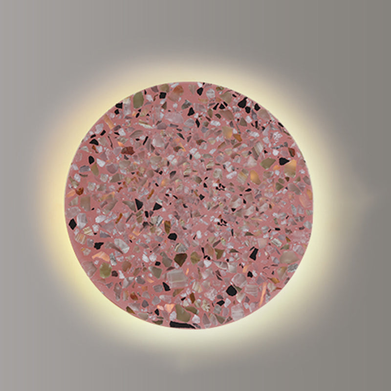 Nordic Style LED Wall Light Geometry Round Colorful Wall Lamp with Stone Shade for Bedroom