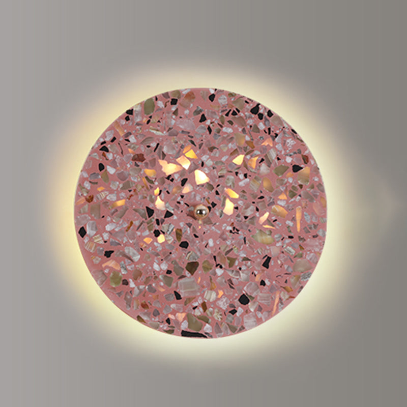 Nordic Style LED Wall Light Geometry Round Colorful Wall Lamp with Stone Shade for Bedroom