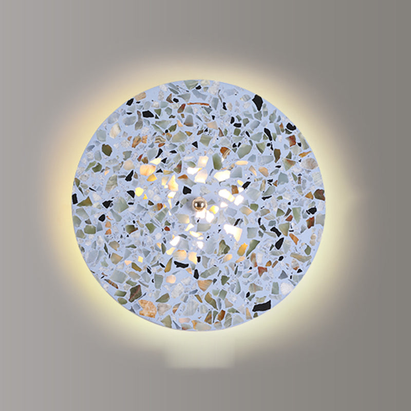 Nordic Style LED Wall Light Geometry Round Colorful Wall Lamp with Stone Shade for Bedroom