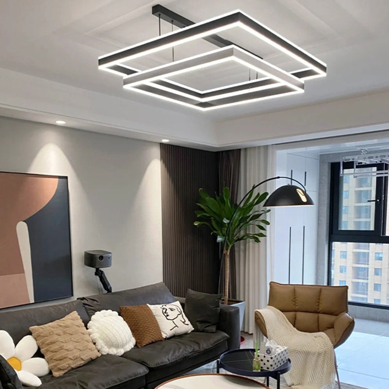 Leichter luxuriöser Schichtleuchter Aluminium -LED -Kronleuchter -Anhänger für Esszimmer