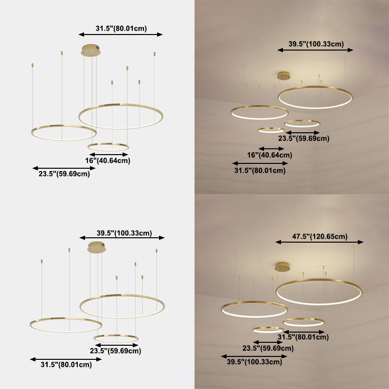 Edelstahl Golden Kronleuchter Lichtkreis Einfache Kronleuchterlampe