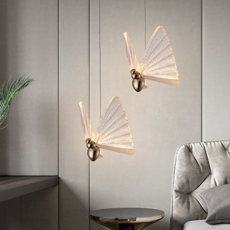 Metal Butterfly Shade Hanging Lights Modern Style 1 Head Hanging Mount Fixture for Bedroom