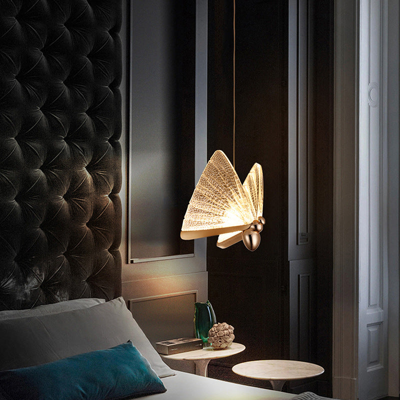 Metal Butterfly Shade Hanging Lights Modern Style 1 Head Hanging Mount Fixture for Bedroom